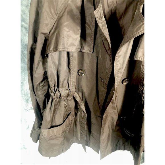 Daisy Fuentes 2 Button Woman’s Belted Wind Breaker Jacket Large Brown - Picture 2 of 13
